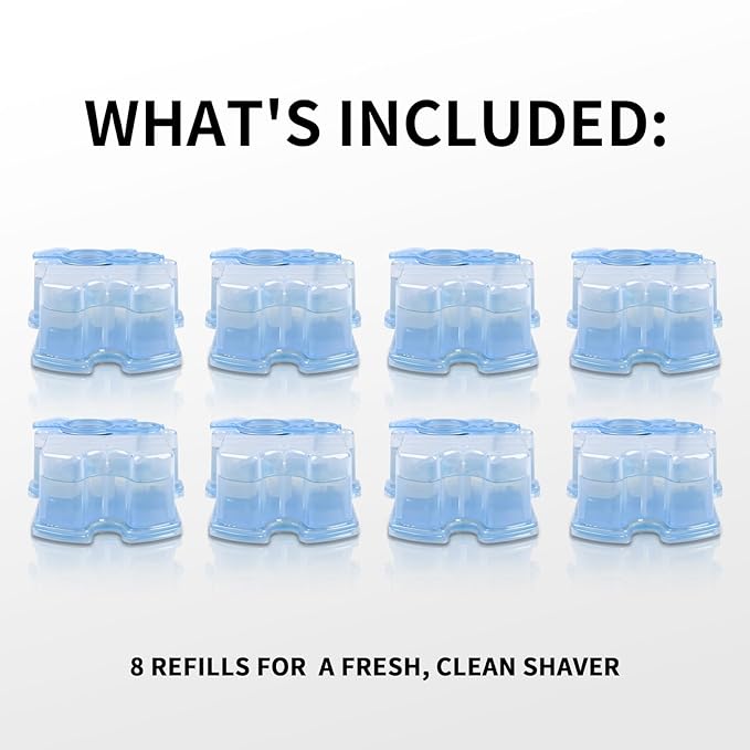 Clean & Renew Refill Cartridges CCR Compatible with Braun Replacement Shaver Cleaner Solution for Clean&Charge Cleaning System (8-PACK)