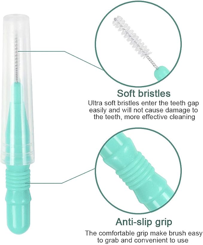 ewinever 50 Count Interdental Brush,Toothpicks Tooth Flossing Head Oral Dental Hygiene Brush,Teeth Cleaner Dental Floss Stick Tooth Cleaning Tool (3 Sizes-50PCS)