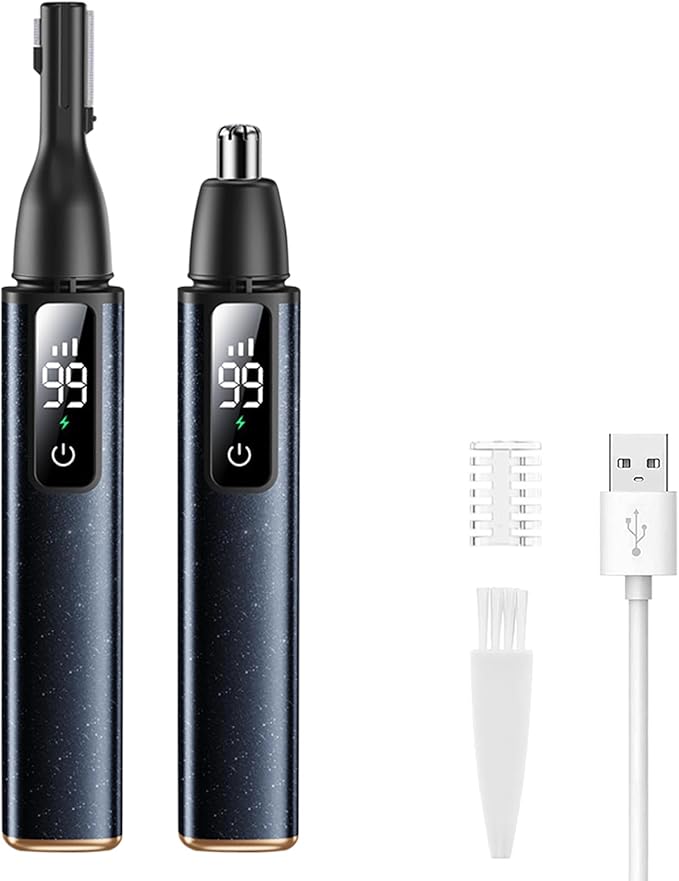 Nose Ear Hair Trimmer for Men – Eyebrow Hair Razor 2-in-1 Rechargeable Dual-Edge Face Shaver for Face Nose Peach Fuzz for Women