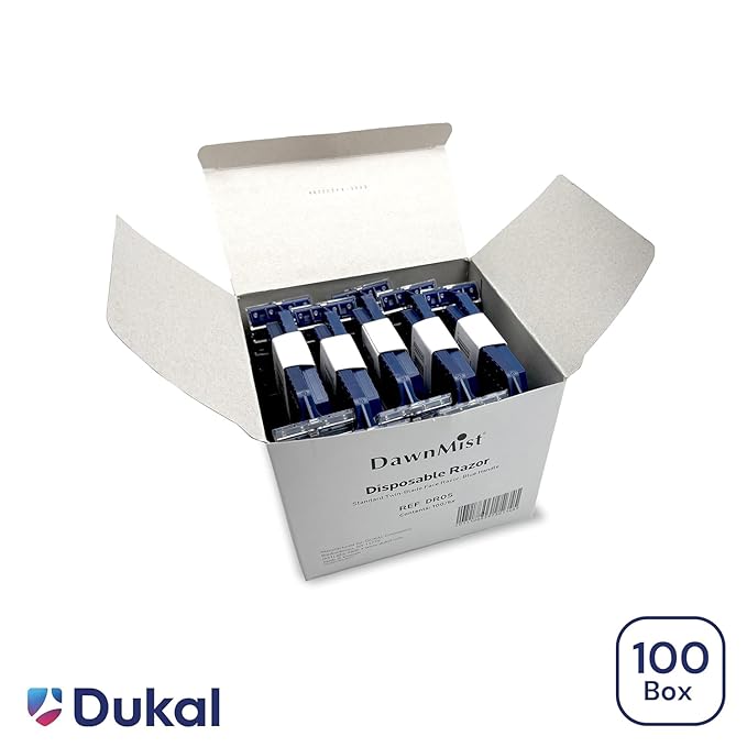 Dukal DawnMist Twin-Blade Disposable Razor, Blue Handle – Bulk Pack of 100, Precision Shave for Smooth & Comfortable Grooming
