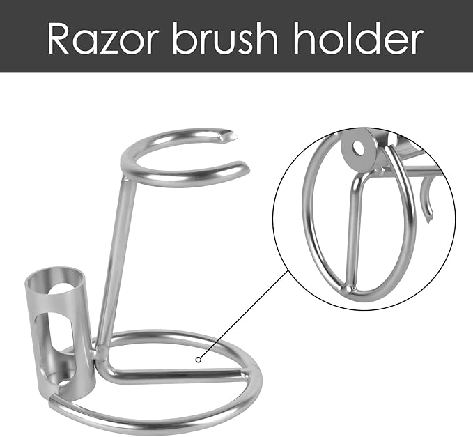 Linkidea Razor Holder Stand, Stainless Steel Shaving Rack for Men's Grooming, Bathroom & Shower Accessories Compatible with Merkur 34HD, Vikings Blade (Silver)