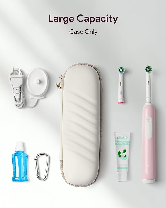 Electric Toothbrush Case for Oral-B Pro/iO/Philips Sonicare, Waterproof Traveling Toothbrush Storage Bag with Mesh Pocket Covers Protection (Beige)