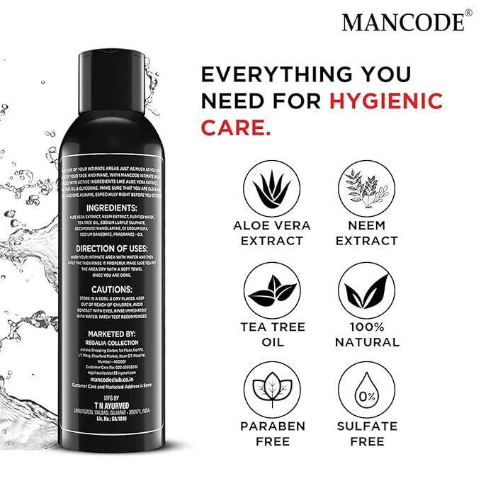 MAN CODE Intimate Wash For Men, Personal Intimate Hygiene, Prevents Itching - Irritation And Dryness Caused By Sweating - 100Ml