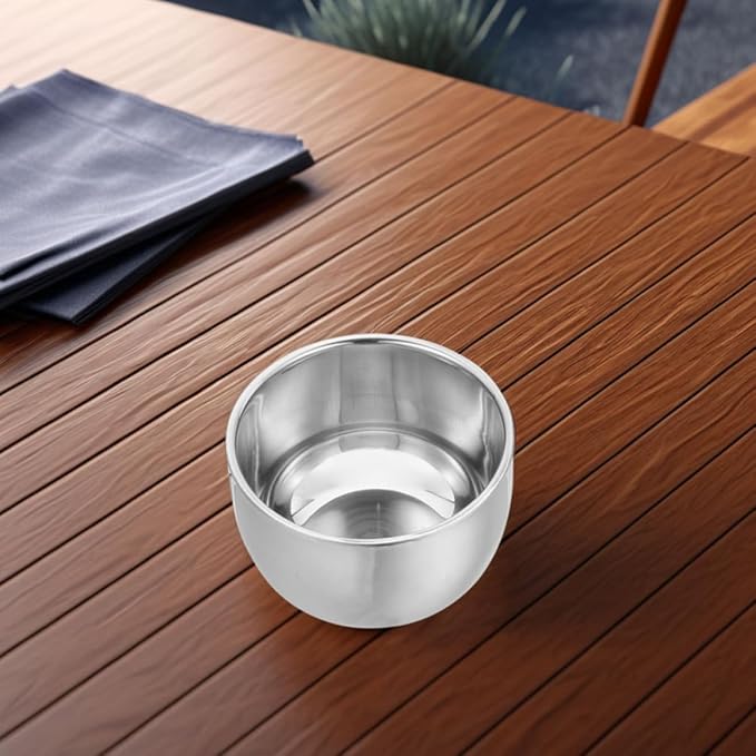 TEHAUX 2pcs 200ml Stainless Steel Metal Shaving Soap Bowl Double Layer Shaving Lather Container for Men Wet Shave Bathroom Accessories