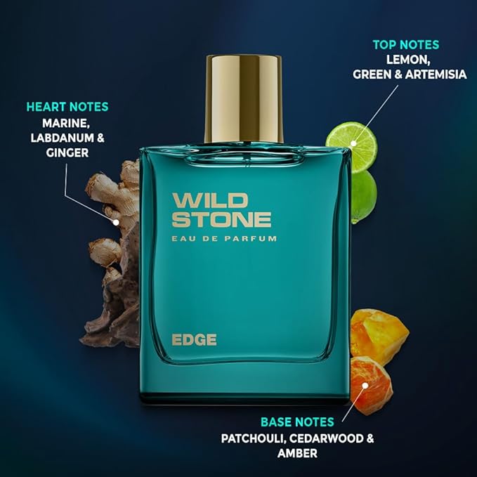 Wild Stone Edge Eau De Parfum | 3.38oz,100 ml | Luxury EDP Perfume for Men | Intense Long Lasting Premium Fragrance | Woody & Warm Spicy Notes | 100% Liquid Scent | Best Perfume for Gifting