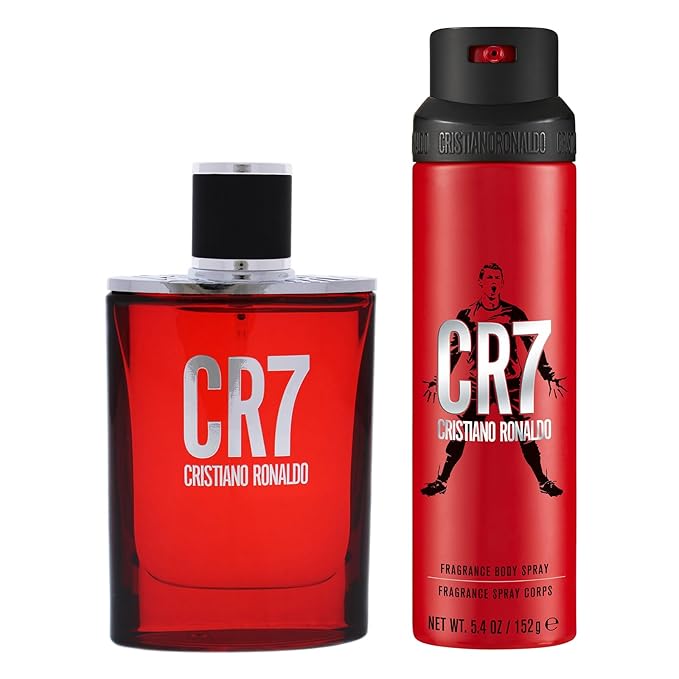 CR7 by Cristiano Ronaldo EDT and Body Spray Mens Fragrance Set - Woody, Musky Long Lasting Scent with Lavender, Cardamom, Tobacco, and Cedar - 2 pc