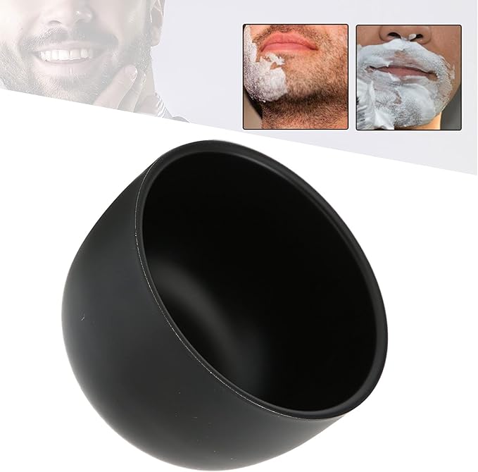 Shaving Bowl, Black Stainless Steel Shaving Foam Bowl, Curved Design Shave Bowl with Anti Slip Bottom for Men's Facial Shaving