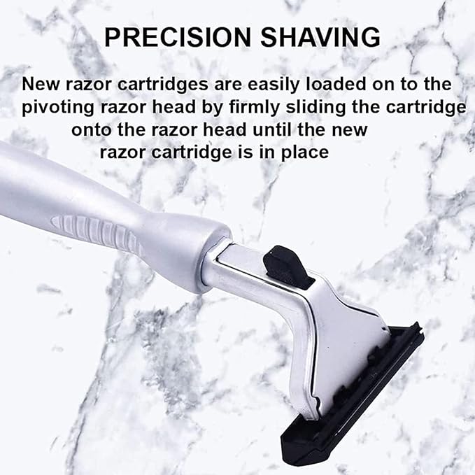 Taconic All‑Metal Heavyweight Chrome Razor – Gillette® Atra-Compatible Twin Blade Handle with 10 Pivot Plus Personna Blades, Ergonomic Grip, Durable Design