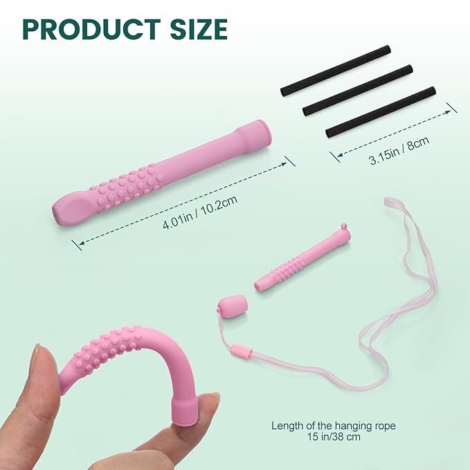 Chewable Silicone Aroma Sticks with Essential Oils for Stress Relief & Fresh Breath, Improving Pen Biting & Smoking Habits.(Pink)