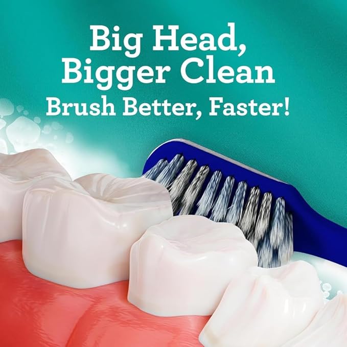 GuruNanda Gentle Giant Toothbrush with Dual Action Flossing Spiral Bristles,Non-Slip Ergo Dexa Grip,Helps in Teeth Whitening,BPA Free,(Pack of 8)