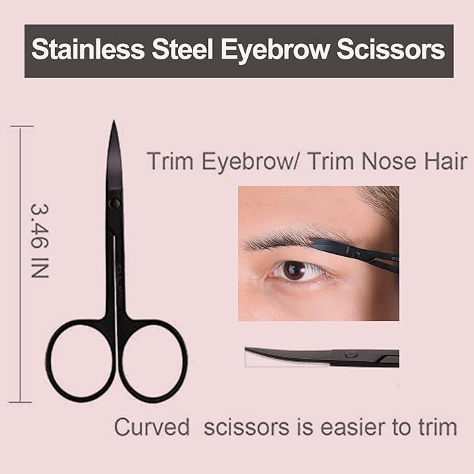 Eyebrow Razor, 7 in 1 Brow Kit, Eyebrow Trimmer Set Including Brow Razors, Brush, Scissors, Tweezers, with Plastic Box for Women Men Eyelash Facial Grooming