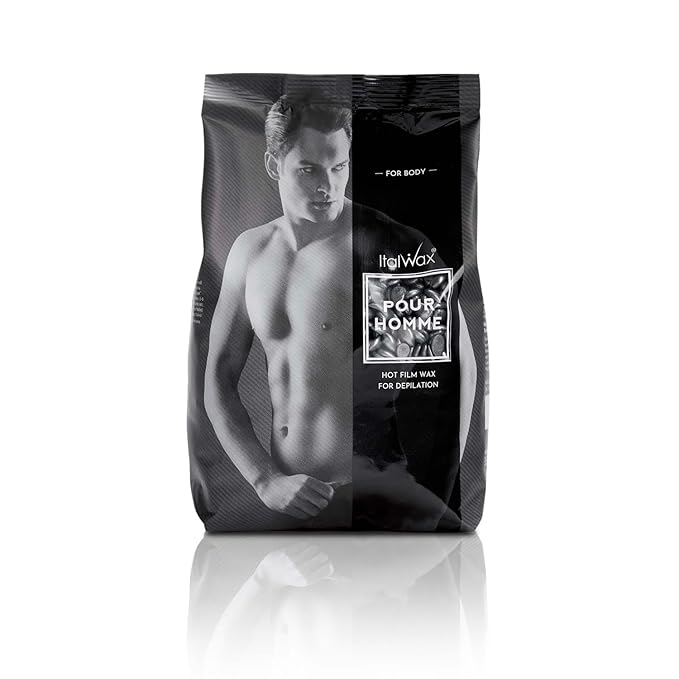 Italwax Pour Homme - 500g / 1.1lb - Hard wax beads for hair removal - Special for man - Natural formulation - Easily removes coarse hairs - Ideal for barber shops