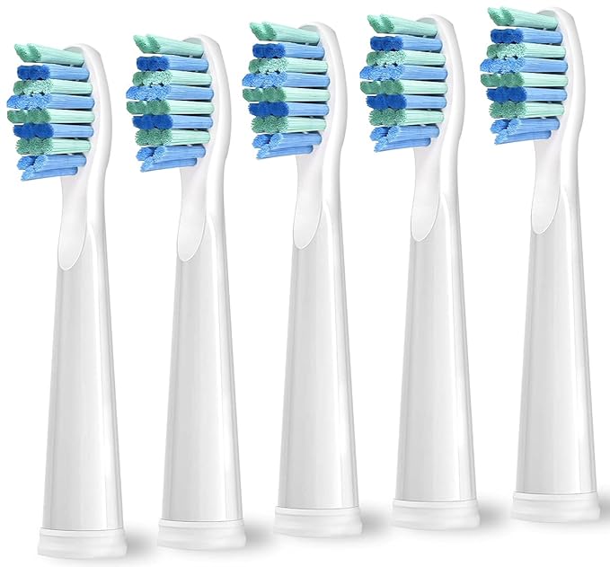 teeteck 5 Pack Electric Toothbrush Replacement Heads Compatible with Fairywill，Toothbrush Heads Compatible with FW-507/508/551/515/917/959/2011,FW-D1/D3/D7/D8
