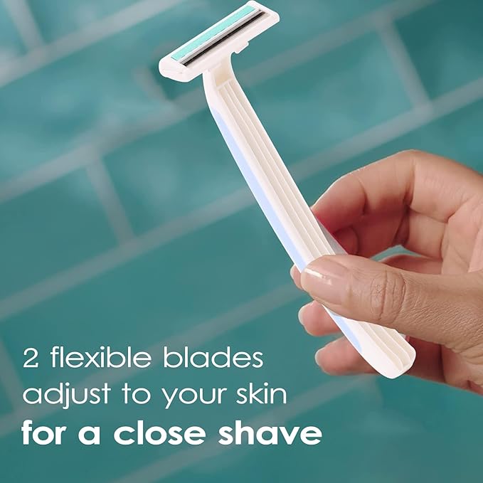 Women's Disposable Razors, 6 Count Shaving Razors for Women, 2 Blade Razor for Women Sensitive Skin Smooth Hair Removal (1 Packages of 6 Razors)
