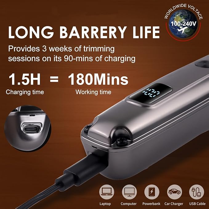 Hatteker Beard Trimmer for Men, Waterproof Hair Trimmer Electric Razor, Cordless Hair Clippers Shavers for Men, Shaving Kit for Nose Mustache Body Facial, Beard Grooming Kit 7 in 1