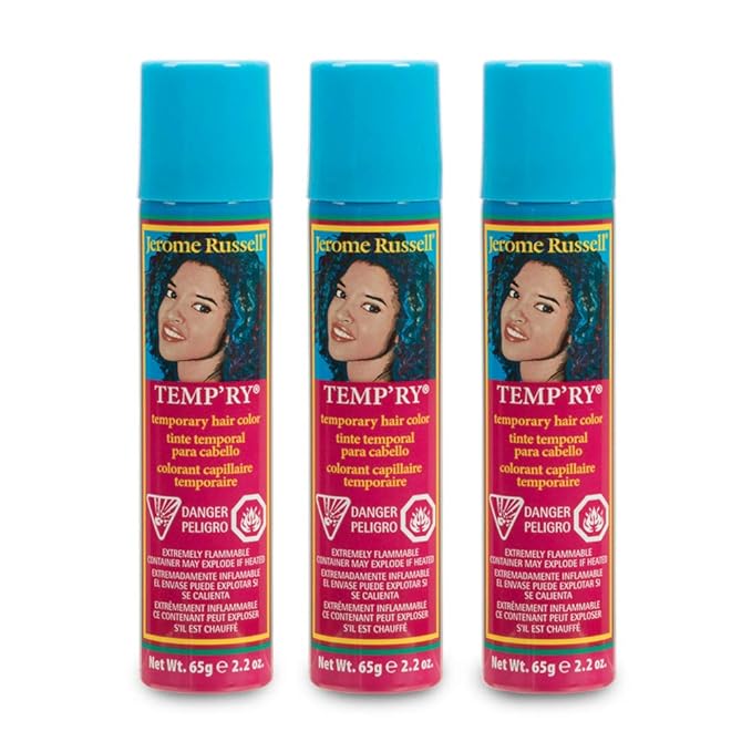 Jerome Russell Temp'ry Spray-on Gold Hair Color, Non-Permanent, Easy to Apply and Wash Off, 2.2 ounce, 3-pack