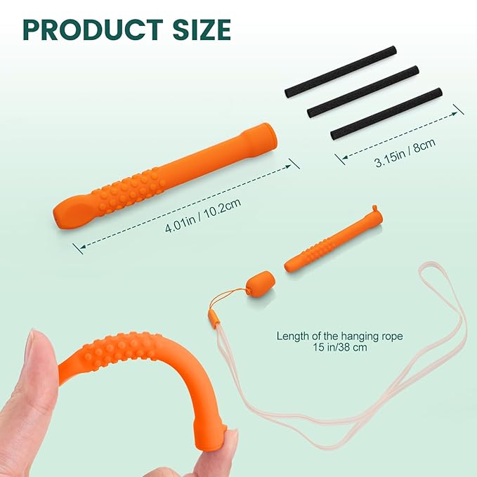 Chewable Silicone Aroma Sticks with Essential Oils for Stress Relief & Fresh Breath, Improving Pen Biting & Smoking Habits.(Orange)