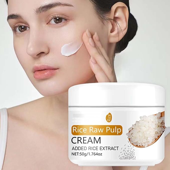 Rice Cream for Face, Rice Raw Pulp Essence Face Cream Anti Aging Face Moisturizer Face Cream Daily Skincare Moisturizing Soothe Dryness Anti-wrinkle Lightweight Facial Cream for Women & Men