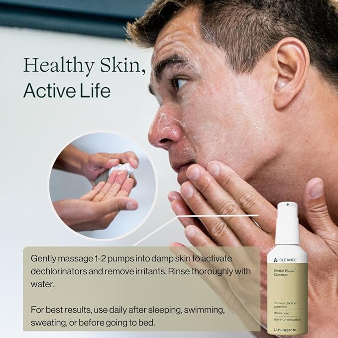 Dermasport Skin Care Set for Men and Women Athletes, SPF 50 Face Sunscreen + Gentle Cleanser, Daily Routine for Pre/Post Workout, Travel Kit, Sensitive Skin