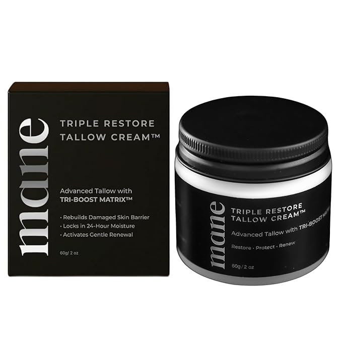 Superior Mane Wrinkle Repair Tallow Balm for Men Grass-Fed Tallow Moisturizer for Dry or Sensitive Skin Anti-Aging Cream to Reduce Wrinkles, Fine Lines & Improve Elasticity – 2 fl oz