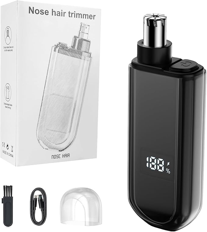 2025 Professional Ear and Nose Hair Trimmer for Men & Women - Painless Quiet Electric Trimmer, IPX7 Waterproof, USB Rechargeable, Easy to Clean Dual Edge Blades, Travel-Friendly