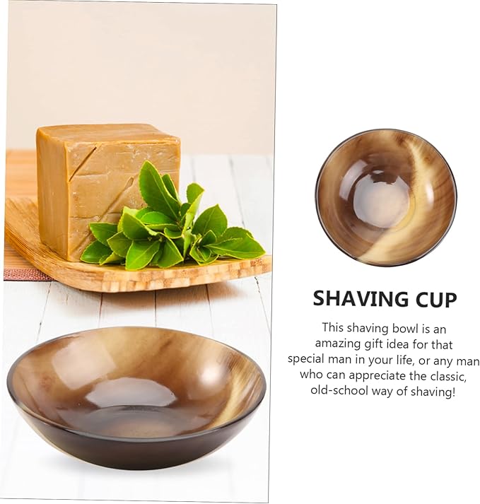 Healifty Yak Horn Shaving Bowl 3 Inch Shave Soap Bowl for Men Natural Horn Shaving Lather Durable Mug for Home and Travel