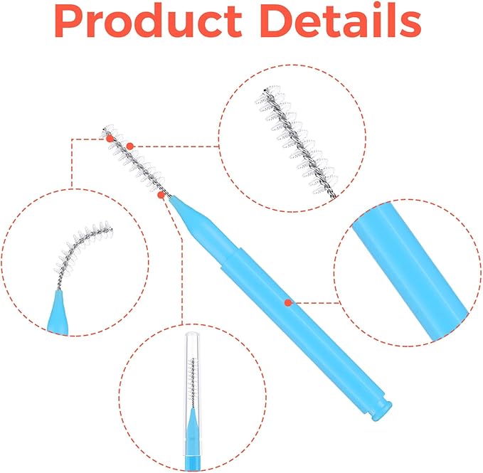 100 Pcs Interdental Brushes, 2 Sizes Braces Flossers for Cleaner Braces Brush Soft Dental Brushes Toothpicks Dental Floss Picks Dental for Braces Oral Cleaning(Red,Blue)