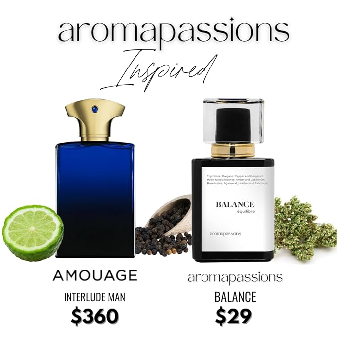 aromapassions BALANCE | Inspired by AMGE INTERLUDE MAN | Pheromone Perfume for Men | Extrait De Parfum | Long Lasting Dupe Clone Essential Oils Fragrance | Perfume De Hombre | (50 ml / 1.7 Fl Oz)