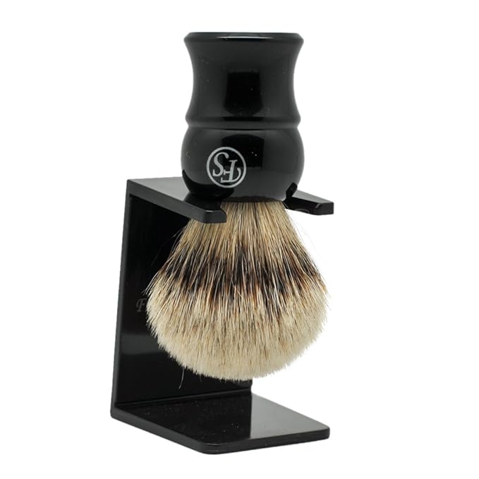 Handmade Silvertip Badger Hair Shaving Brush by Frank Shaving Free Stand Three Color (Black)