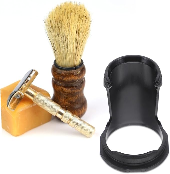 2pcs Modern Shaving Brush Stand with Anti-slip Base for Men Rack for Beard Brush Display and Razor Organizer Compact Tabletop Holder for Home and Travel Use
