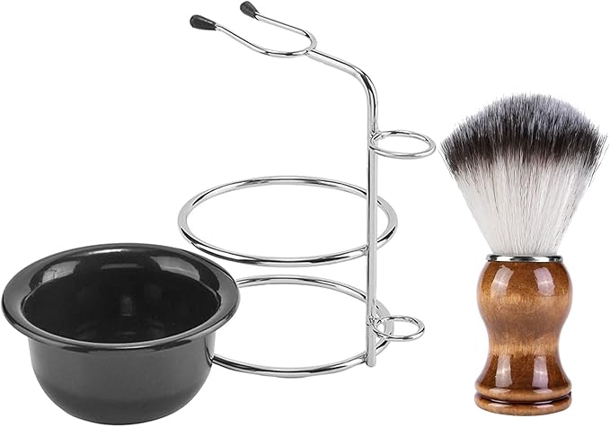 Aethland Mens Shaving Brush Kit, Soft Hair Shaving Brush, Stainless Steel Shave Brush Holder & Acrylic Soap Bowl Mug for Men Barber Shave Kit
