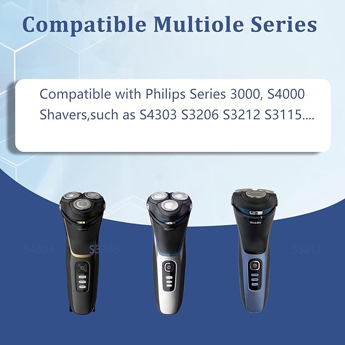 S3000 Replacement Head Holder Compatible with Philips Norelco Aquatec Shavers,Razor Blades for S3000 Series S3206 S4303.