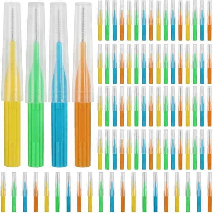 ewinever Interdental Brush,Toothpick Tooth Flossing Head Oral Dental Hygiene Brush, Tooth Cleaning Tool (Multicolors-88PCS)