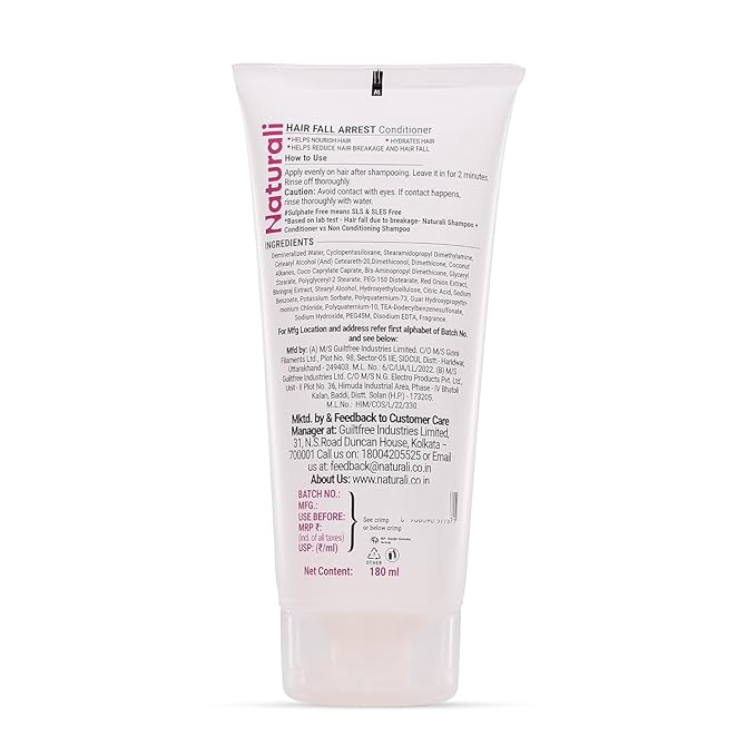Hairfall Arrest Conditioner with Red Onion & Bhringraj | Sulphate & Paraben-Free Conditioner For Women & Men | Tames Dry, Frizzy Hair | Nourishes, Detangles & Strengthens Hair |180 ml