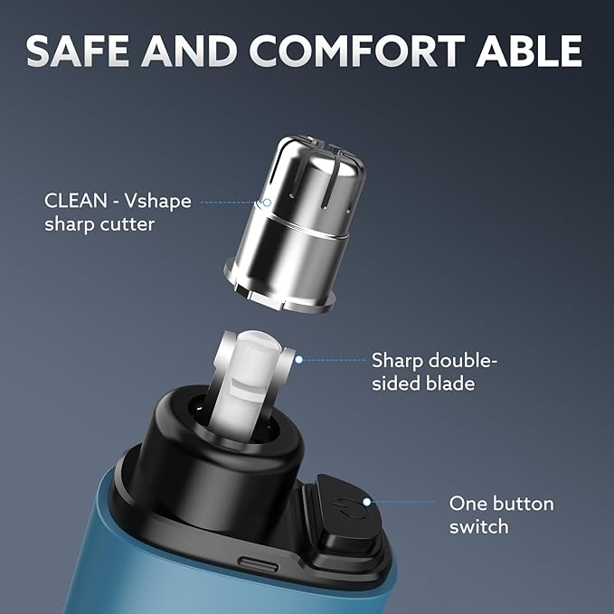 Nose Hair Trimmer for Men,Portable Painless Ear and Nose Hair Trimmer USB Rechargeable, 9000 RPM,360° Rotating Waterproof Dual Edge Blades Nose Trimmer Women (Blue)