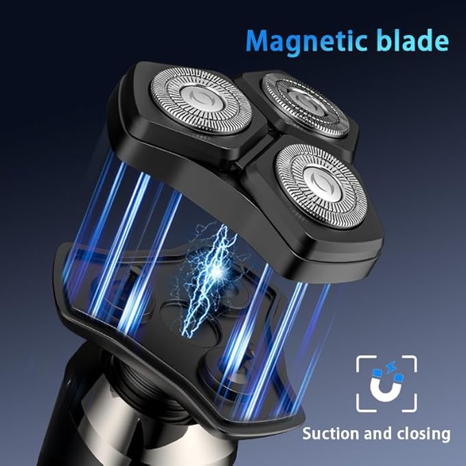 4-in-1 Electric Razor for Men, Magnetic Floating Heads, LED Display, IPX7 Waterproof, Travel Lock & Nose Trimmer - Complete Grooming Kit Gift Set