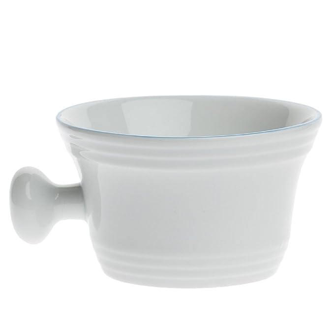 Fendrihan Porcelain Shaving Mug for Lathering, Hand-Painted Rim (Light Blue)