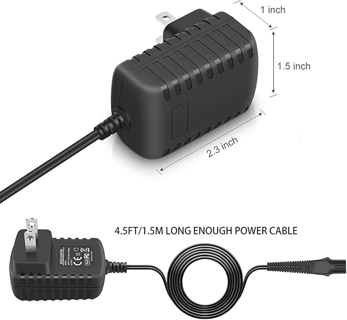Replacement Charger for Braun Shavers Series 9 7 3 5 1 Charger, 12V 400mA Power Cord for Braun S3 S6 S7 S8 S5 S9 S1 Electric Razor 3040s 340s 9385cc 370 9290cc 9095cc Wall Charger