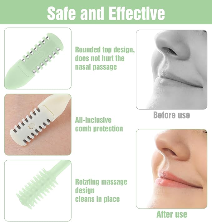 5Pcs Nose Hair Trimmer, Manual Nasal Hair Cutter for Women & Men 360 Degree Nostril-Hair Remover Clippers, Portable & Easy to Clean