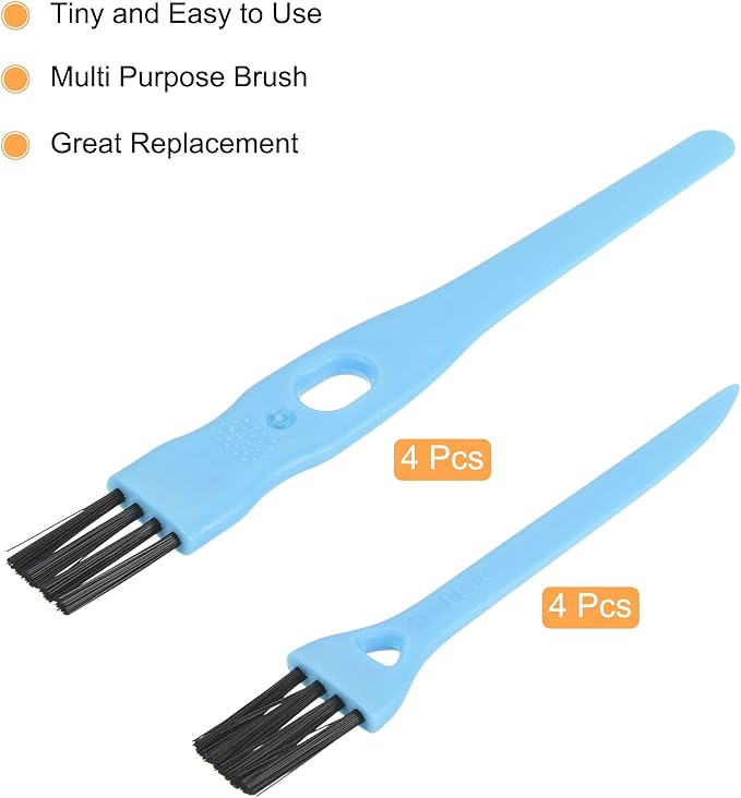 MECCANIXITY Shaver Brush Cleaning Tools with Blue Handle Black Nylon Bristles 2 Sizes for Keyboard, Window Track, Vent Outlet, Home, Office, 8 Pack