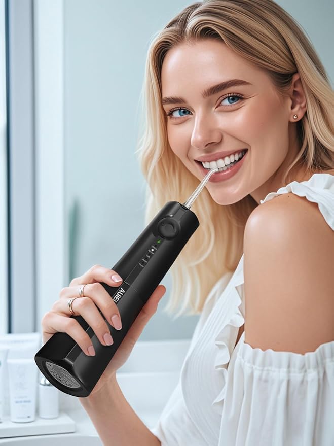 Water Flosser Pick for Teeth & Braces, 300ML Cordless Power Dental Flossers with 8 Jet Tips, Oral Irrigator 5 Pressure, IPX7 Waterproof, Portable for Home Travel