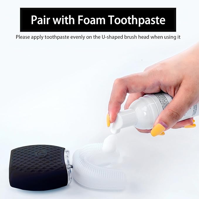Ultrasonic Toothbrush for Adults - Automatic Electric Toothbrush with Soft Bristles Rechargeable Portable 30'' Automatic Timer Wireless Charging Washable for Travel & Home Use (Black)