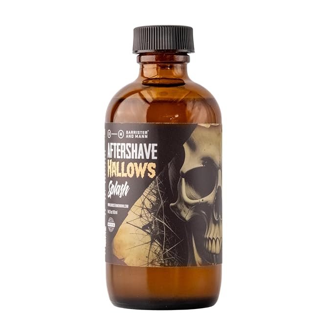 Barrister and Mann Aftershave Splash - Moisturizing & Nourishing for Beards Shave Balm Daily Moisturizer Soothes Face After Shaving Eliminates Razor Burn for A Silky Smooth Finish 3.5oz (Hallows)
