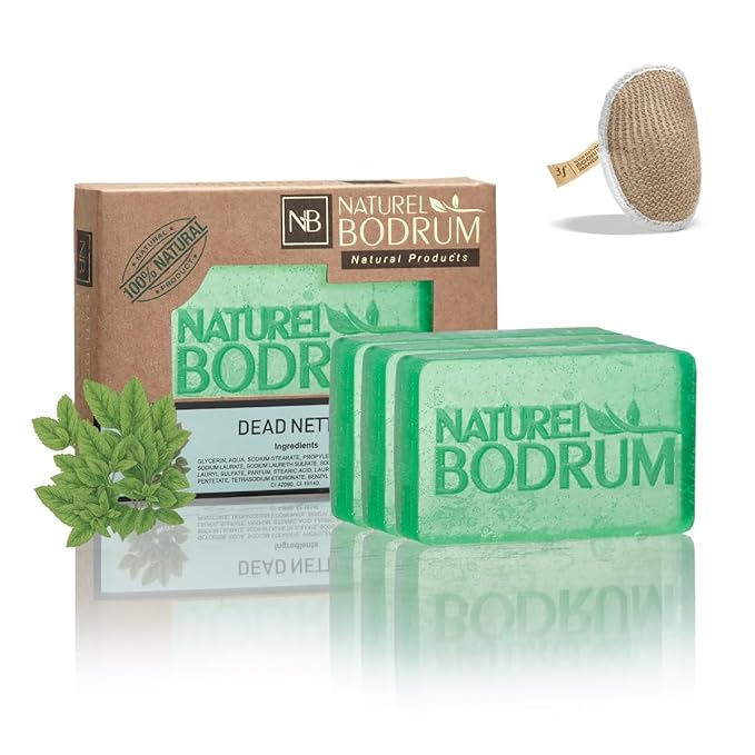 Dead Nettle Organic Soap Bar for Women and Men, Pack of 3 Glycerin Soap Bars - Botanical Body Bars – Gentle Herbal Cleanser - Natural & Vegan Spa Gift, for All Skin Types