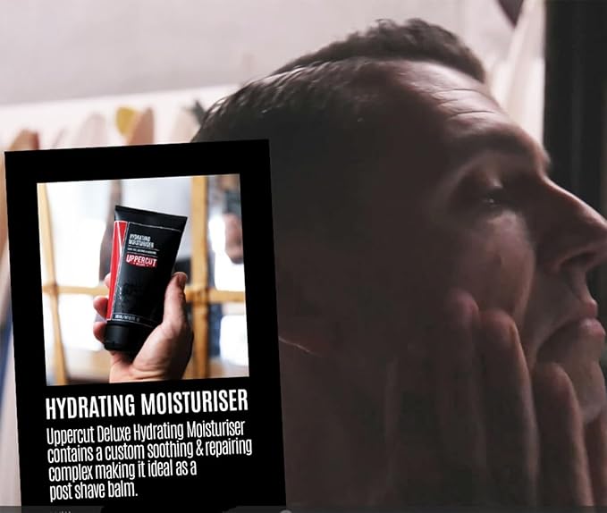 UPPERCUT DELUXE Hydrating Moisturizer for Men – Oil-Free Post Shave Soothing Cream with Allantoin & Shea Butter – 4 fl oz (120 mL)
