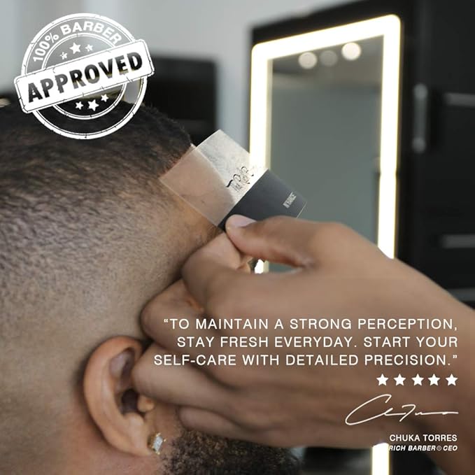 The Rich Barber N'Hance Hair Building Fiber Application Cards, 5 Pack - Hairline Line Up & Enhancement Applicator Tool - Works with All Hair Building Fibers - For Barbers & Personal Use