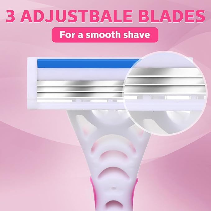 72 Count Women's Disposable Razors Blades Bulk 3 Blade Razors for Women Disposable Head Razor Sensitive Skin Razor Comfortable Shave for Bathing Hotel Travel