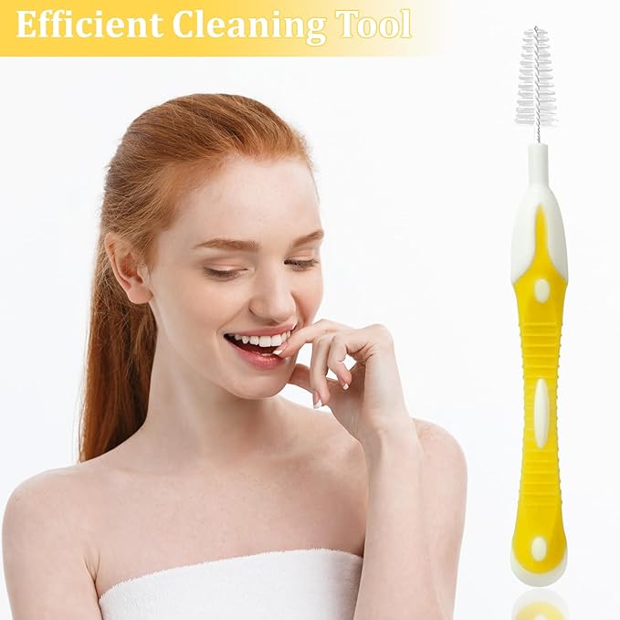 interdental brushes, Soft Dental Brush for Teeth Cleaning dental floss picks|teeth cleaning tools| interdental brushes between teeth soft bristle toothpicks for removing dental plaque (6PCS, Yellow)