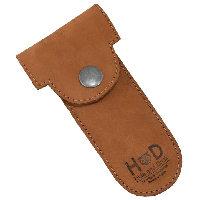 Hide & Drink, Double Edge Protector Case, Barber Razor Sheath, Safety Cover, Travel and Commuter Essentials, Portable Carry Bag, Vintage, Full Grain Leather, Handmade, Old Tobacco