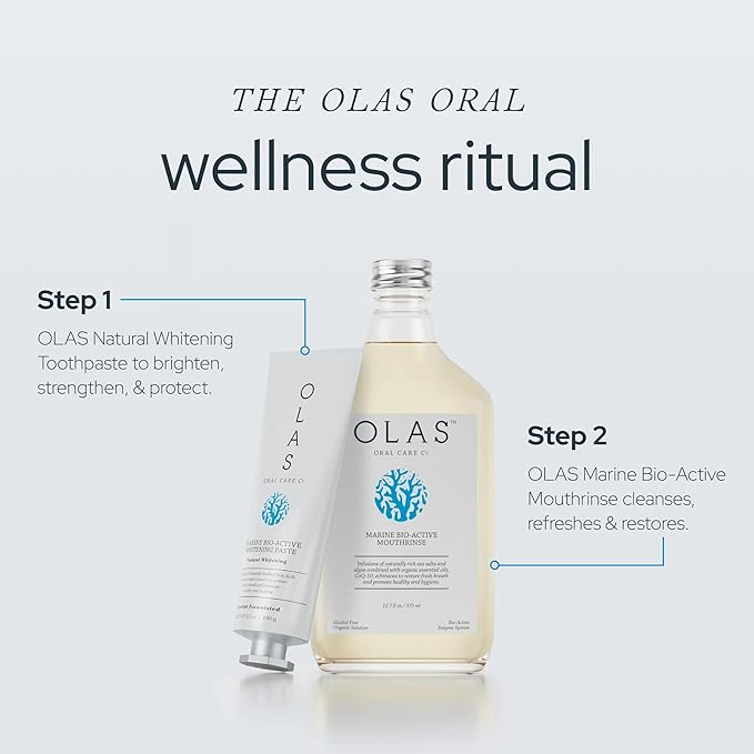 OLAS Marine Bio-Active Toothpaste - Whitening, Fluoride Free Toothpaste - Promote a Healthy Oral Microbiome & Natural Fresh Breath - SLS Free & Dentist Formulated Xylitol Toothpaste (3.5oz)